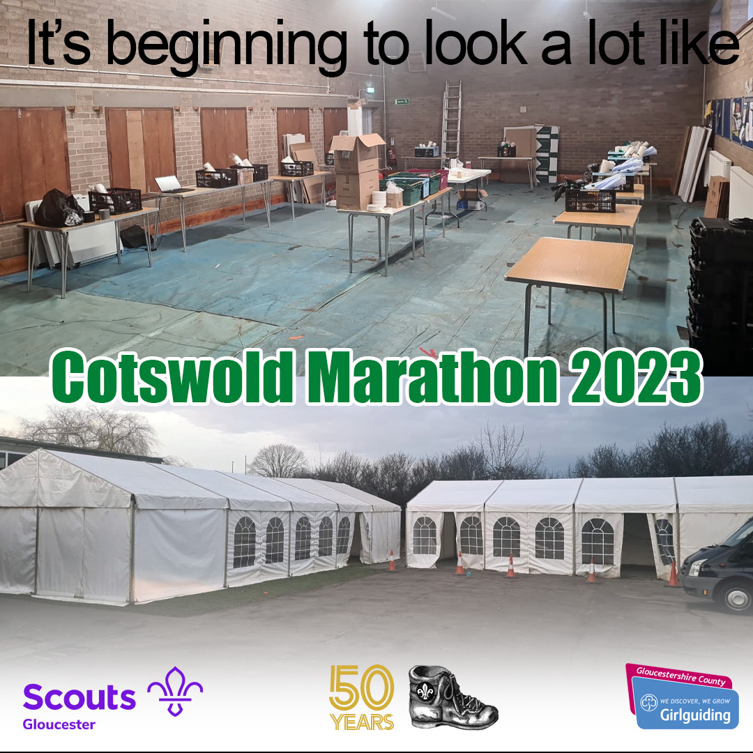 Work started yesterday to turn Murray Hall in to Cotswold Marathon HQ, we're nearly ready for business. Thank you to all the volunteers who give us their time to do these essential things.

#50thyear #cotswoldmarathon #volunteer #scoutsuk #girlguidinguk #scouting #girlguiding