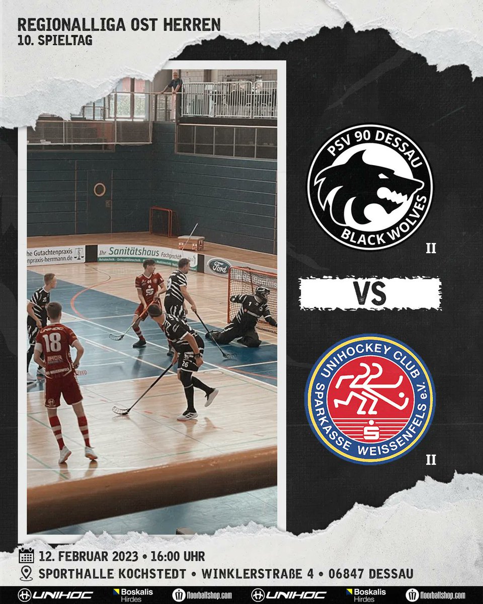 FloorballDessau's tweet photo. ► Regionalliga Ost Herren • 10. Spieltag 📆

An diesem Sonntag ist das nächste Heimspiel für die 2. Mannschafte der Black Wolves.

#floorballdessau #blackwolves #psv90dessau #regionalliga #floorball #unihockey #salibandy #innebandy #unihoc #sachsenanhalt #fvsa #dessau https://t.co/HkLcJjkey3