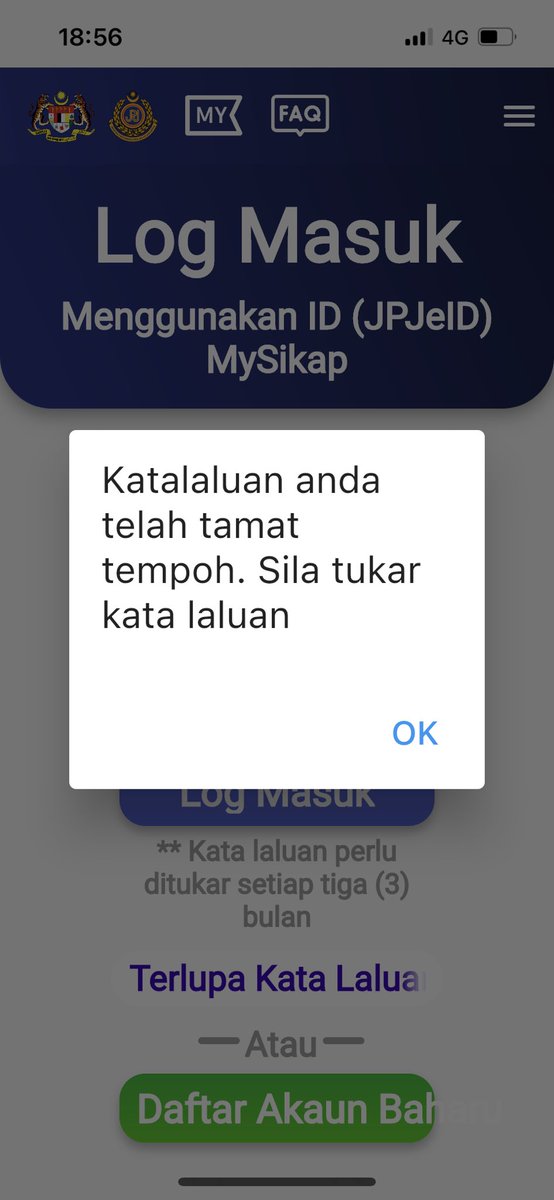 linadnan's tweet photo. Dear @JPJ_Malaysia I installed your wonderful app yesterday. So kata laluan kena ditukar 3 bulan sekali ataupun hari-hari? https://t.co/ebXOJbp6uA