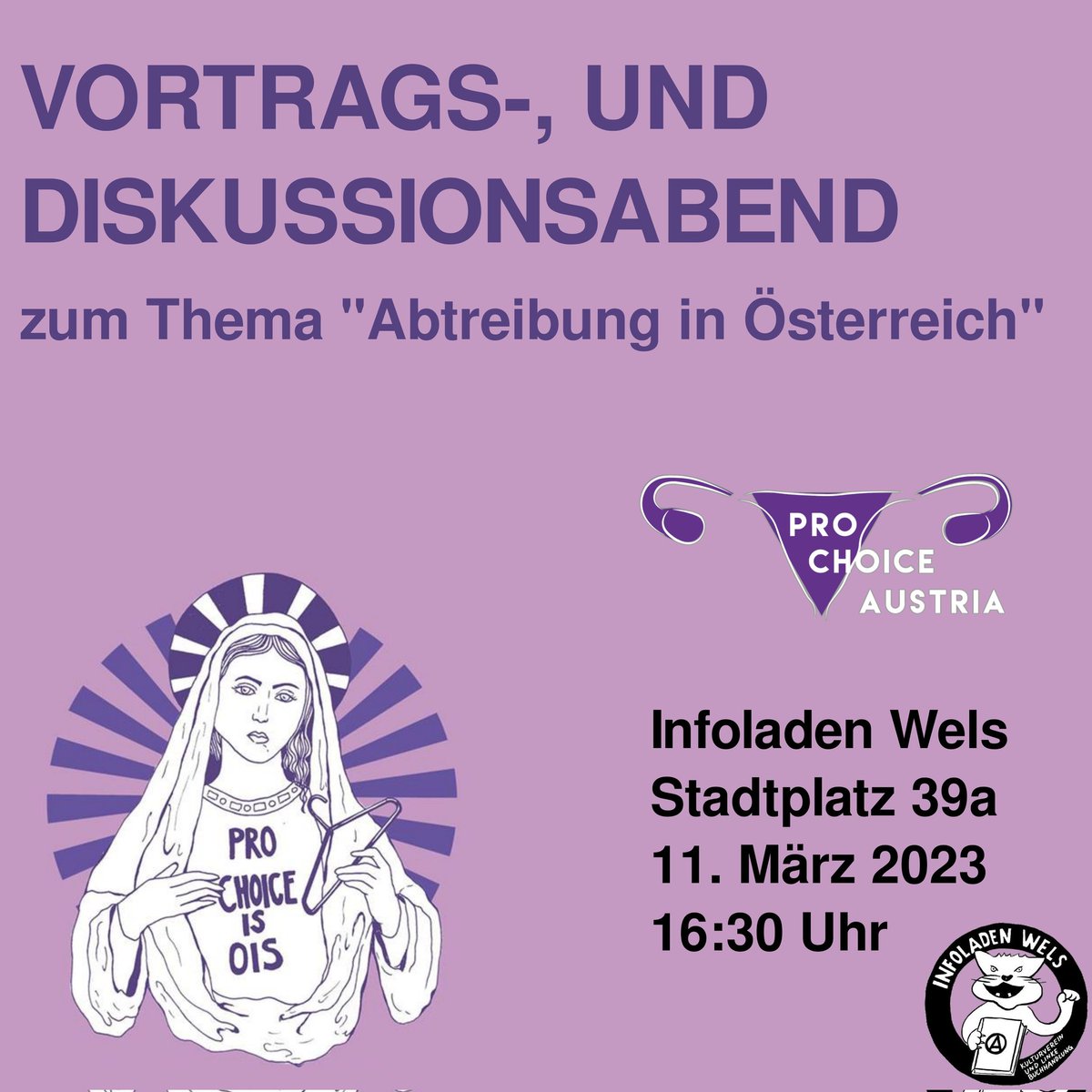 infoladen_wels's tweet photo. Rund um die Welt bekämpfen fundamentalistische und konservative Kräfte den freien Zugang zu Schwangerschaftsabbrüchen
Deshalb freuen wir uns sehr nächsten Monat Pamela von @ProChoice_AT bei uns im Laden zu haben um über #ProChoice Themen zu lernen und diskutieren!
1/2 https://t.co/MjPHq92CdC