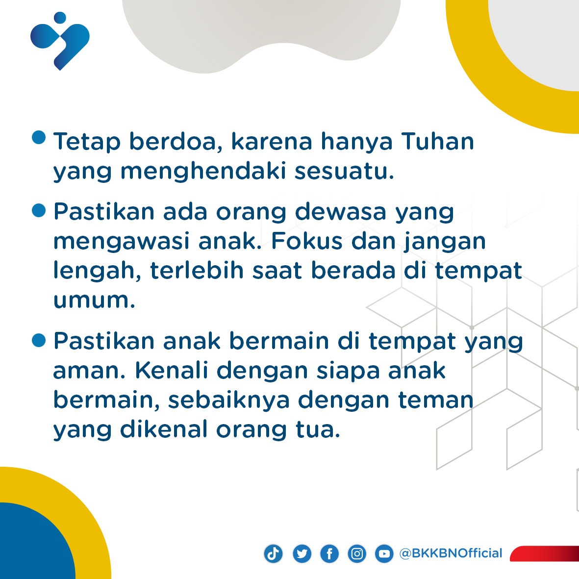 kemendukbangga's tweet photo. 2. Selain upaya di atas, apa lagi nih cara Sobat sebagai bentuk waspada untuk anak? Komen di bawah, ya.
.
.
#BKKBN
#KeluargaHebatTerencana
#BerencanaItuKeren
#KeluargaKerenCegahStunting
#SambutWeekend https://t.co/Muw9CCna9N