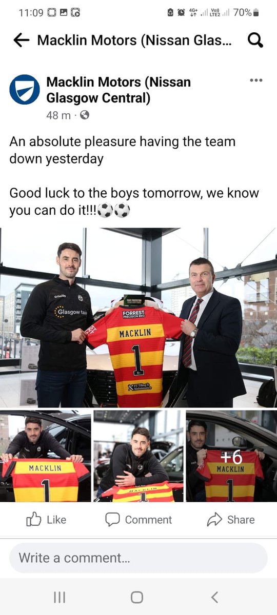 Great to meet the Partick Thistle players and staff in the Dealership yesterday and carrying on our sponsorship.