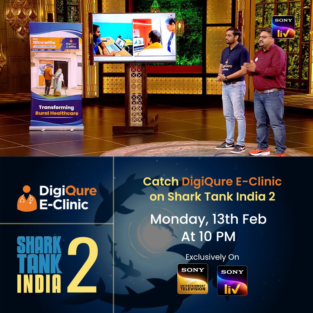 DigiQureEclinic's tweet photo. Digiqure E-Clinic is making its way to Sony TV this Monday, 13th Feb at 10 PM...
So mark your calendars and join us. 😇

@sharktankindia  | @SonyTV  | @SonyLIV 

#DigiQureEClinic #SonyTV #DigiQureEClinic #sharktankindia 
#telemedicine #digitalhealth #eclinic #healthtech https://t.co/xoIqY2ca3P