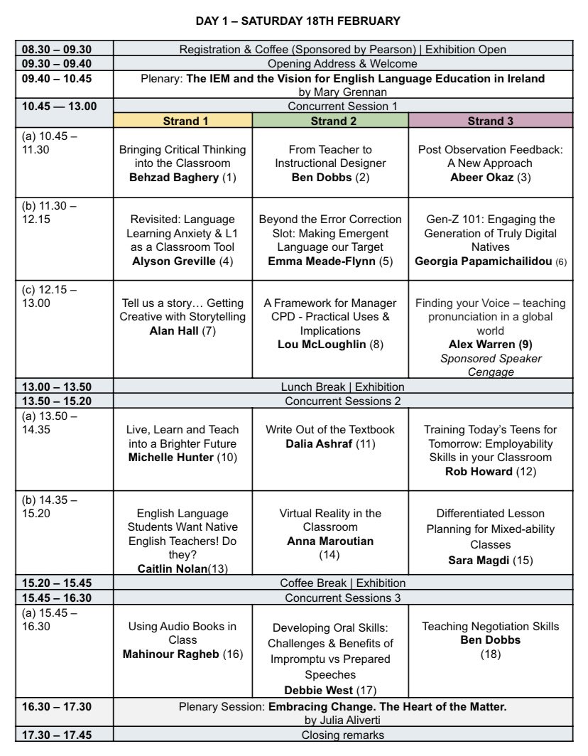 ELTIreland's tweet photo. Here’s what we have lined up for next weekend! ELT Ireland are looking forward to seeing you at the 9th Annual Conference! https://t.co/E4Bd4P2oEp