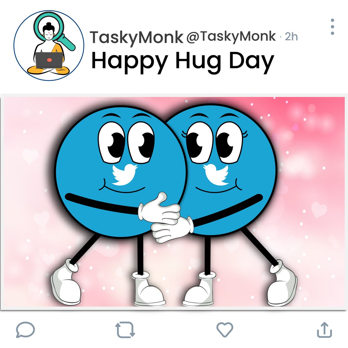 TaskyMonk's tweet photo. "A hug is worth a thousand words!"
Happy Hug Day

#HugDay #hugday2023 #love https://t.co/JDs0iP9gB3