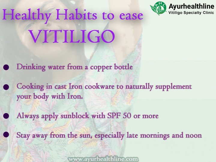 Ayurhealthline's tweet image. Do you know the Healthy Habits to ease Vitiligo ?
Some of the healthy habits you can incorporate if you want a natural treatment for Vitiligo.
 ayurhealthline.com/Vitiligo-Food.…  or  #vitiligo #vitiligotreatment #Leucoderma #vitiligocauses #vitiligoawareness #vitiligodiet  #vitiligofoods