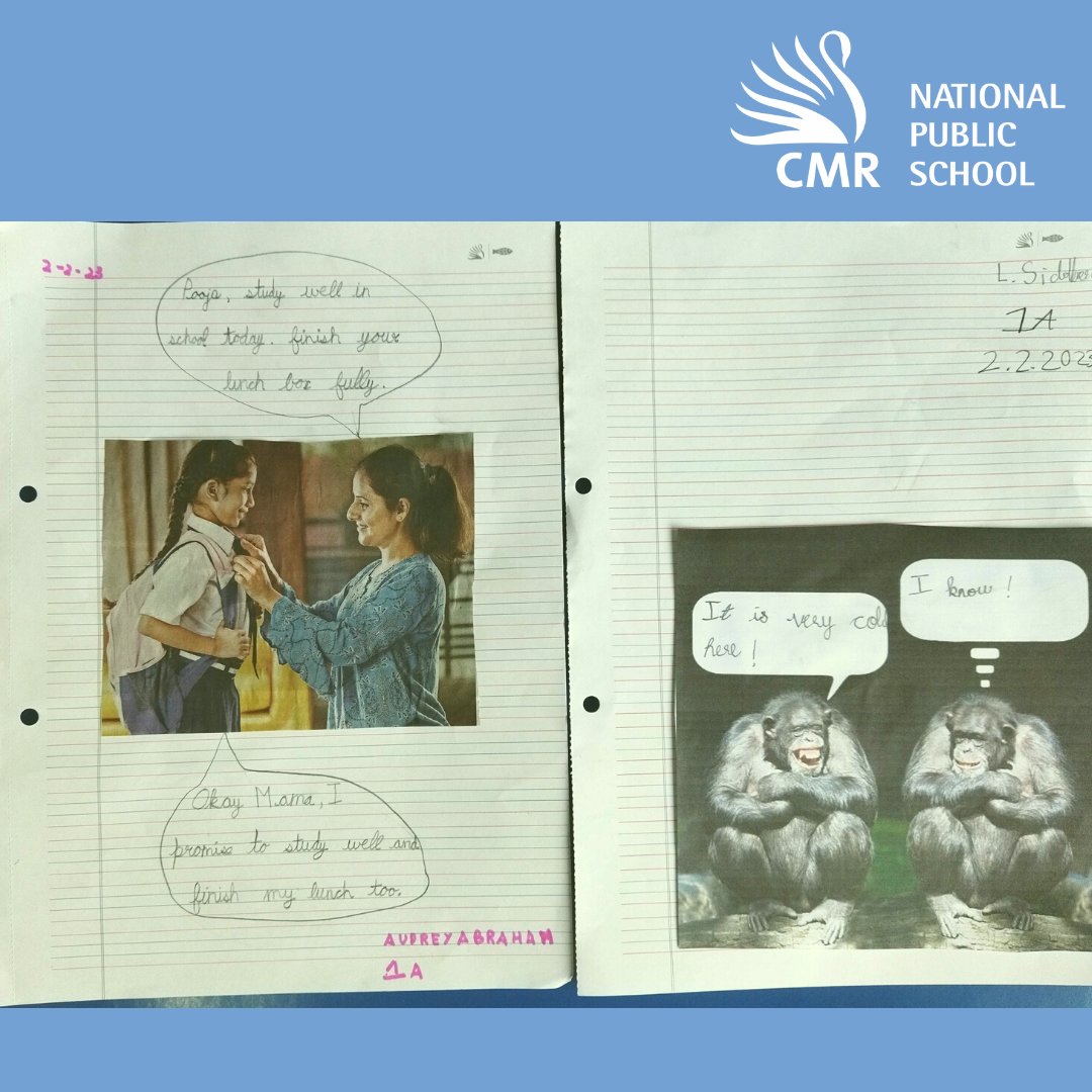 Here’s something for a good laugh!
Sharing some amazing work by our Grade 1 tots of CMRNPS who used dialogue writing using speech bubbles.

#cmrnps #cmr #school #education #bangalore #student #children #k12education #writing  #imagination  #creative  #story #brainexercise #kids