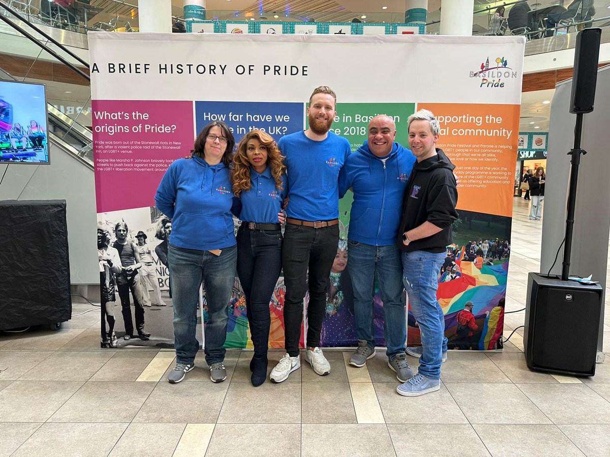 BasildonPride's tweet photo. We’re here at @EastgateTweets to celebrate LGBT+ History Month! 🏳️‍🌈🏳️‍⚧️ Join us for some fabulous entertainment and a live announcement at 12!

#LGBTplusHM @LGBTHM https://t.co/if2O0ZYzn9