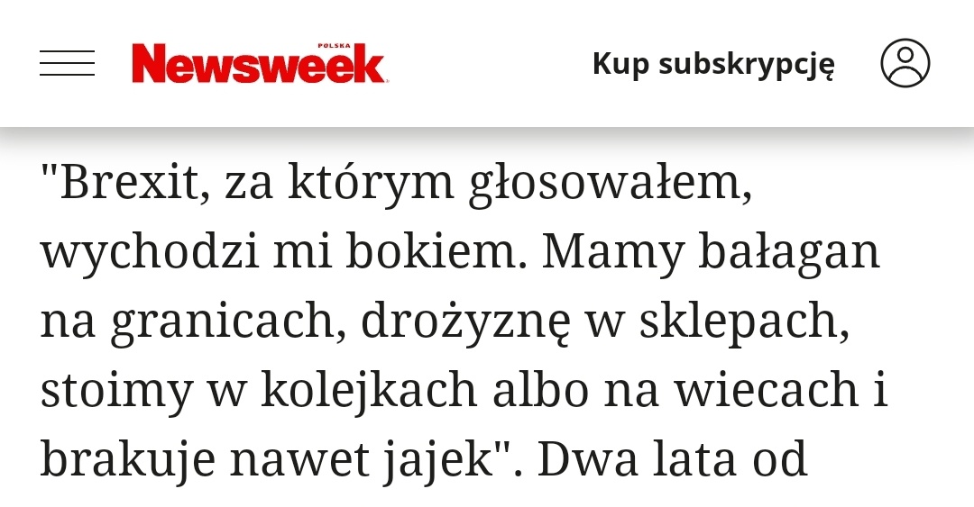 Padł mit PiSu o zadowoleniu Brytyjczyków z życia poza UE. Już nie brexit, a bregret. Brytyjczycy żałują brexitu i tęsknią za Unią. 60% Brytyjczyków poparłoby w referendum powrót Wielkiej Brytanii do UE. newsweek.pl/swiat/spolecze…