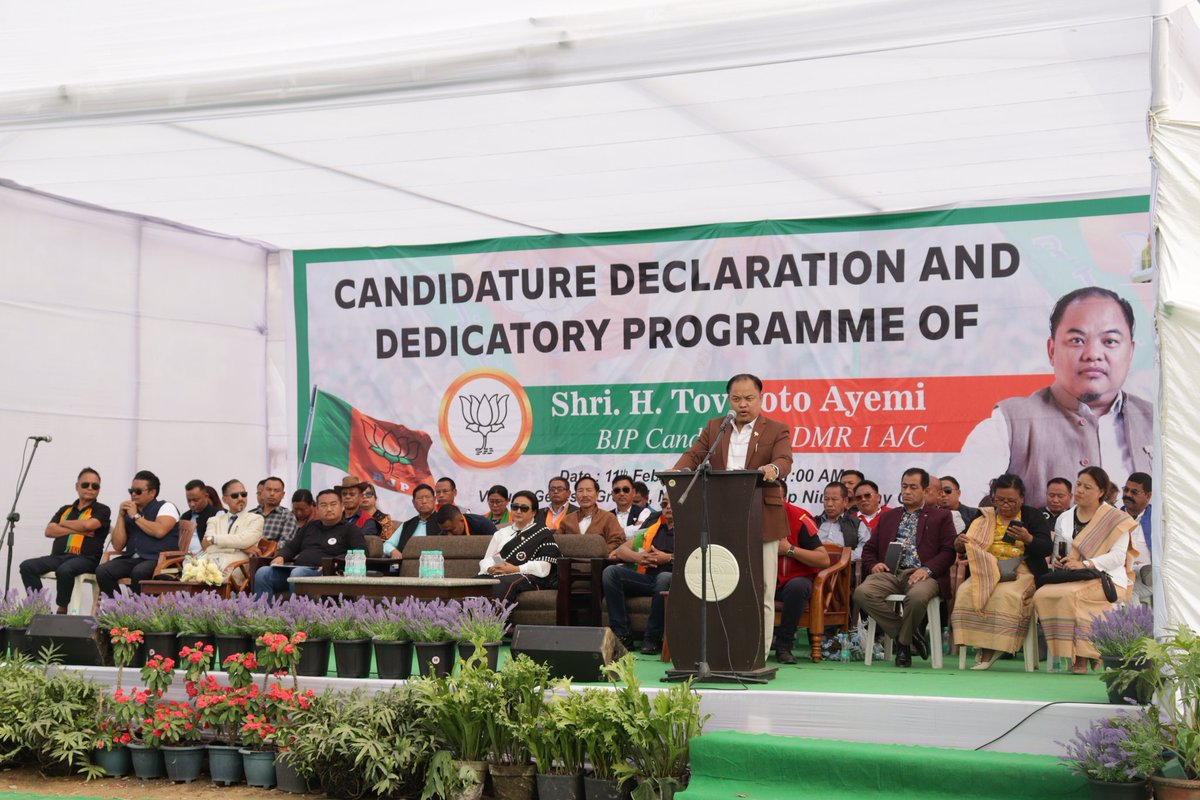 Bjp1dimapur's tweet photo. 1Dimapur 1, BJP Candidate Shri @tovihoto, Candidature Declaration and Dedicatory Programme was held on 11-02-23 at Genesis Ground,Naga Colony.
The programme was attended by enormous supporters, party karyakatas and well wishers.
@BJP4Nagaland 
@BJP4India 
@NalinSKohli 
#Vote4BJP https://t.co/xYf8i8QjVZ