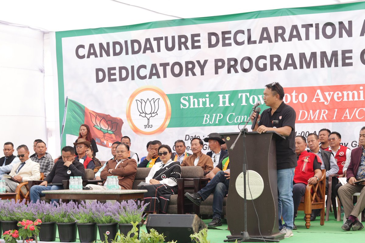 Bjp1dimapur's tweet photo. 1Dimapur 1, BJP Candidate Shri @tovihoto, Candidature Declaration and Dedicatory Programme was held on 11-02-23 at Genesis Ground,Naga Colony.
The programme was attended by enormous supporters, party karyakatas and well wishers.
@BJP4Nagaland 
@BJP4India 
@NalinSKohli 
#Vote4BJP https://t.co/xYf8i8QjVZ