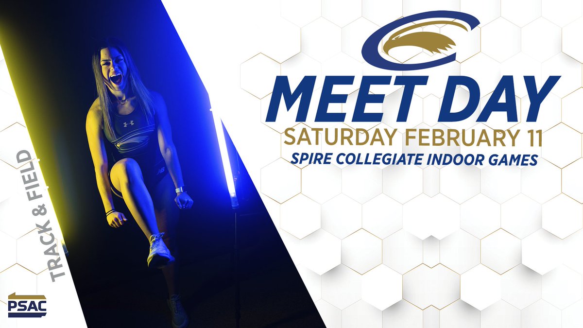 <a href="/cuTandF/">Clarion Track/XC</a>  is back in action this weekend, at the SPIRE Collegiate Indoor Games!
🦅🏃‍♀️👟
📅 | Feb. 11
🕗 | 8 AM
📍 | Geneva, OH
📈 | bit.ly/3RNQVtL