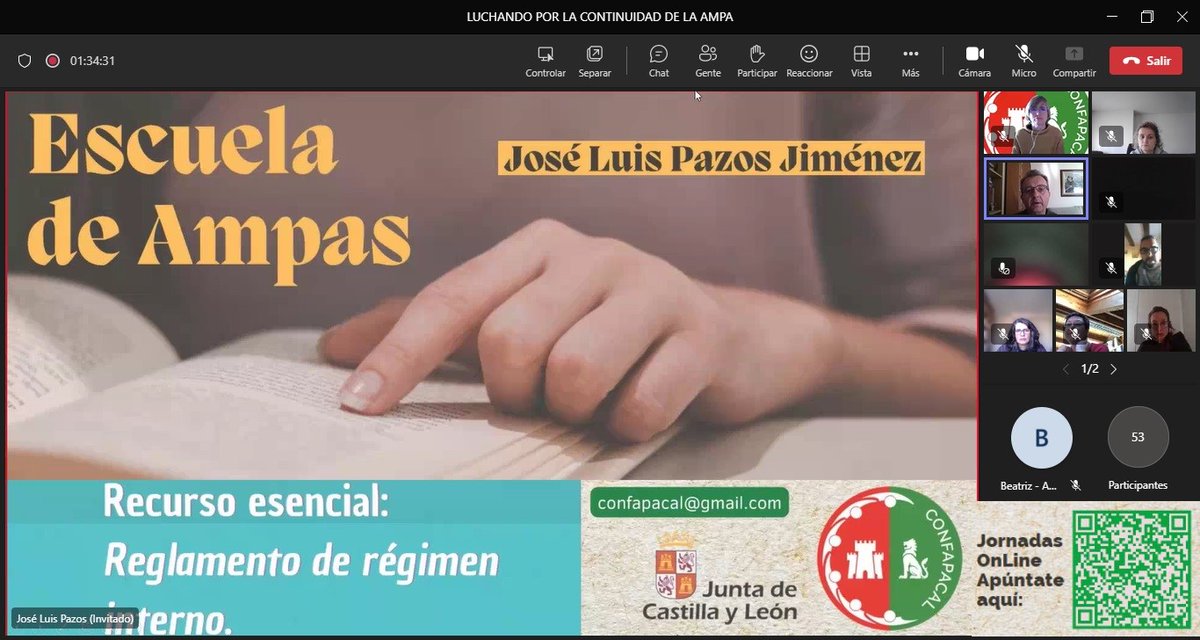👏La jornada impartida por <a href="/Jose_Luis_Pazos/">José Luis Pazos</a>  ha resultado muy clarificadora para las madres y padres de las juntas directivas de las AMPAS de #castillayleon que han asistido. 
 🫂 𝙂𝙧𝙖𝙘𝙞𝙖𝙨 𝙖 𝙩𝙤𝙙@𝙨 𝙥𝙤𝙧 𝙖𝙨𝙞𝙨𝙩𝙞𝙧

👉 Nos vemos el próximo 𝟐𝟓 𝐝𝐞 𝐟𝐞𝐛𝐫𝐞𝐫𝐨