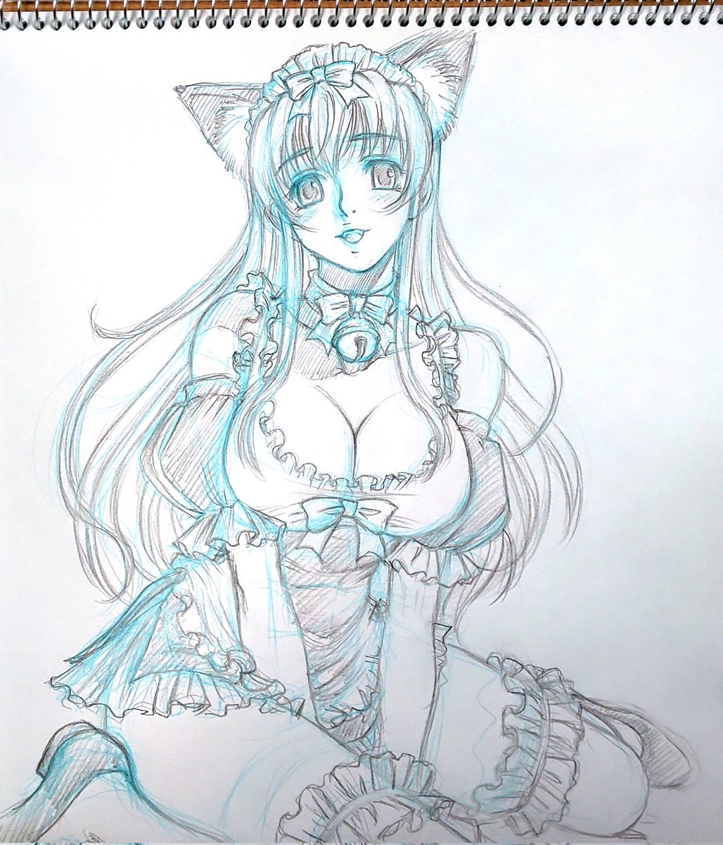 「お祝い雪奈 カラー過程①  ラフ～下書き～人物ペン入れ～背景ペン入れ  ラフはア」|かねさだけいし/兼処敬士のイラスト