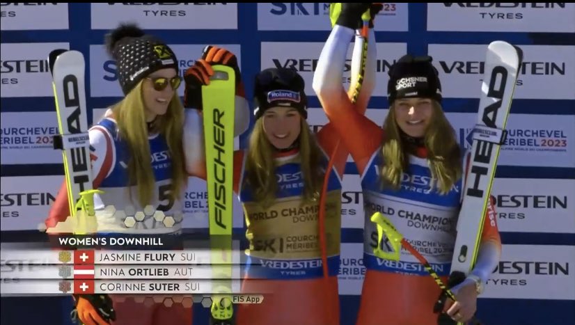 🇨🇭The Swiss strike back!🇨🇭
After only one podium in the first four races of @CM_2023, the @swissskiteam take🥇&🥉today in the women’s DH.
#courchevelmeribel2023 #fisalpine