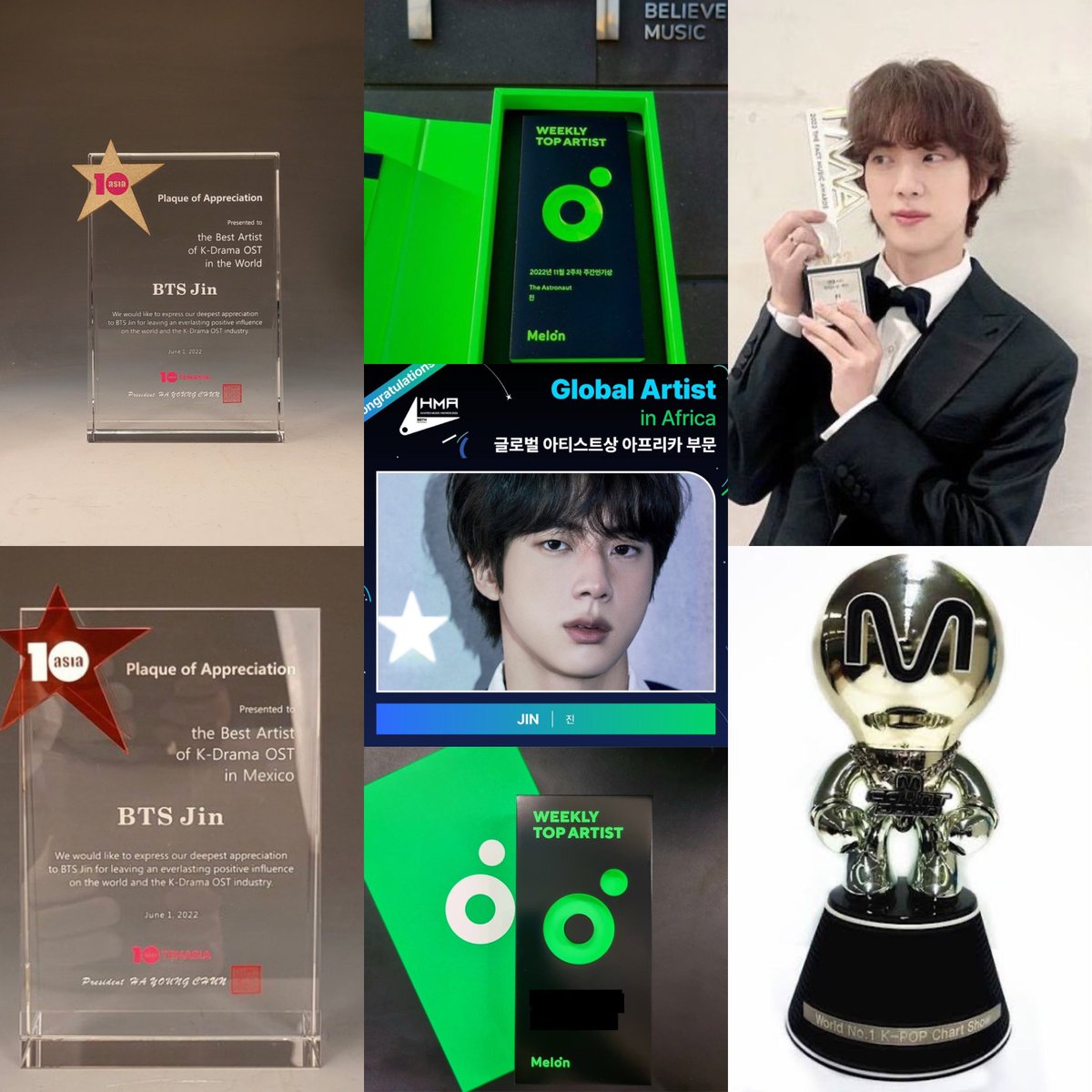 JINUSASUPPORTGP's tweet photo. Captain Korea's list of awards 

-TTA Best Artist OST World 
-TTA Best Artist OST Mexico 
-TMA Individual Choice Award 
 -M Countdown  
 -Melon Weekly Popularity Award - Nov Week 2 
-Melon - Nov Week 3
-Global Artist Award (in Africa) -30th Hanteo Music Awards

GLOBAL ARTIST JIN https://t.co/GKlVn81NLT
