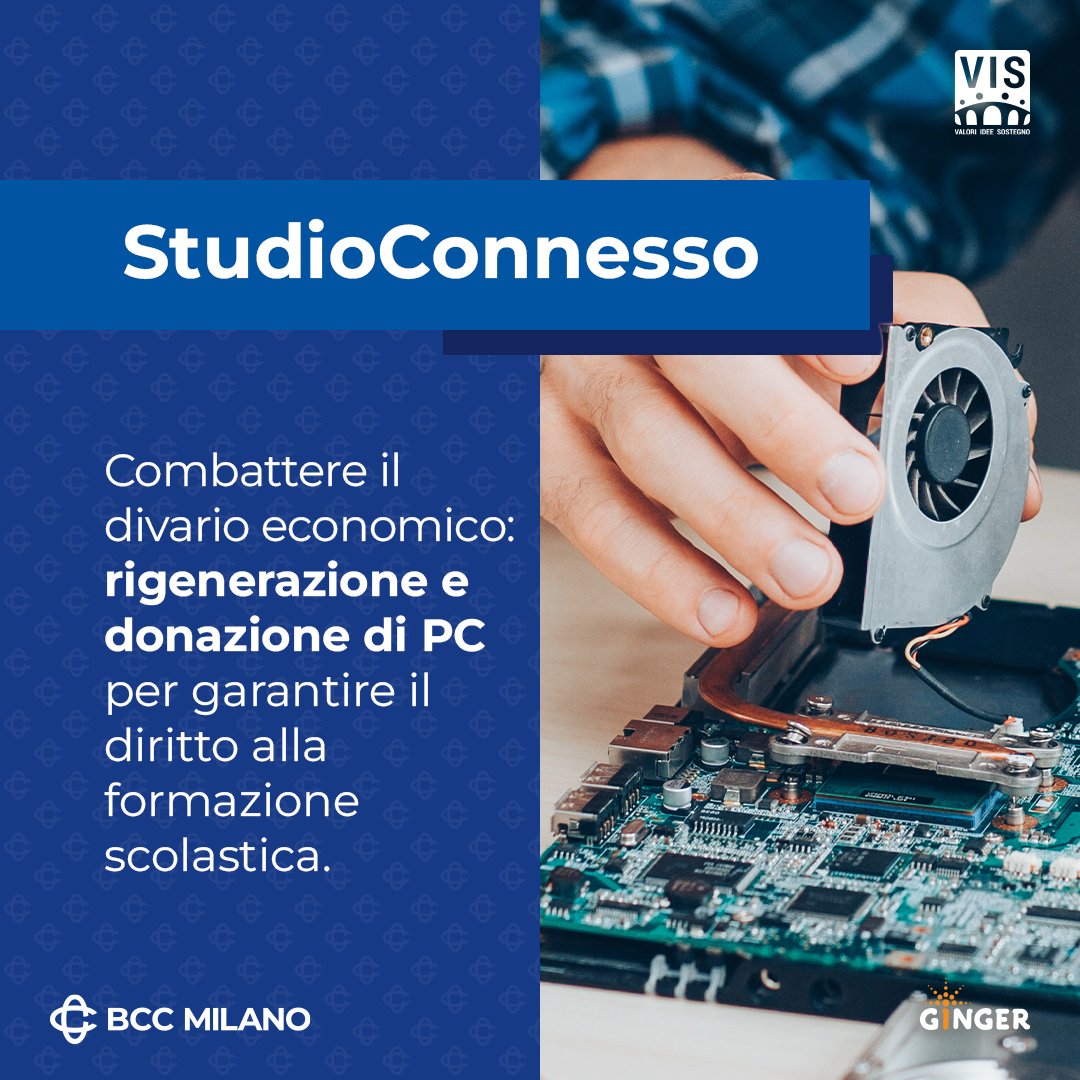 BCC_Milano's tweet photo. #UNIDEA ha scelto di avvalersi di #VIS, lo strumento di #crowdfunding di #BCCMilano, per agire concretamente contro il #digitaldivide, e riparare di 35 #computer per altrettante famiglie bisognose. Contribuisci alla realizzazione del progetto.
@IdeaGinger https://t.co/CVQWqkIanF