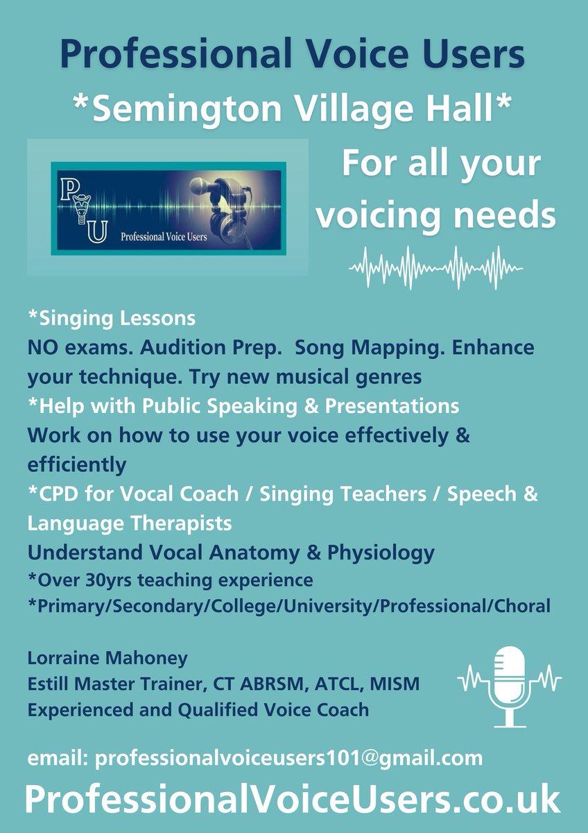 Taking on a few new students who wish to study voice or need help with voice issues.... 
#professionalvoiceuser #musicaltheatre #university #singing #acting #speech #CPD #wiltshirebusiness #wiltshire #bath #amateurdramatics #auditions