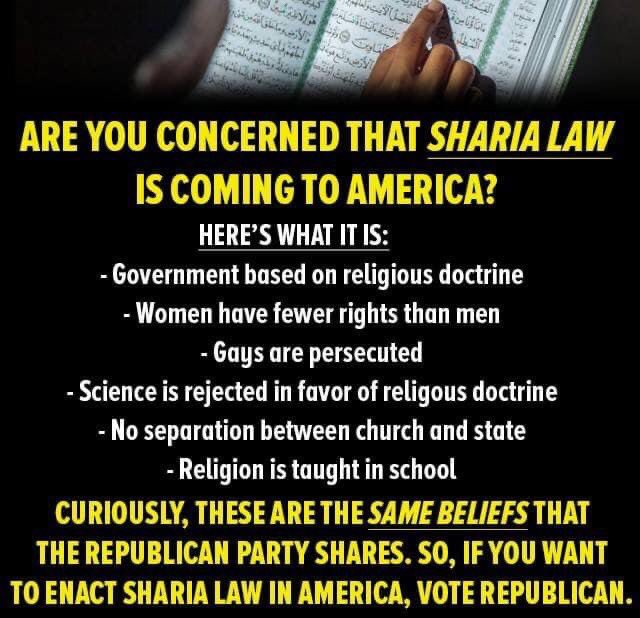 Are you concerned that sharia law is coming to America? #VoteBlueIn2024 #VoteBlueToSaveAmerica #FBR #VoteBlueForWomensRights