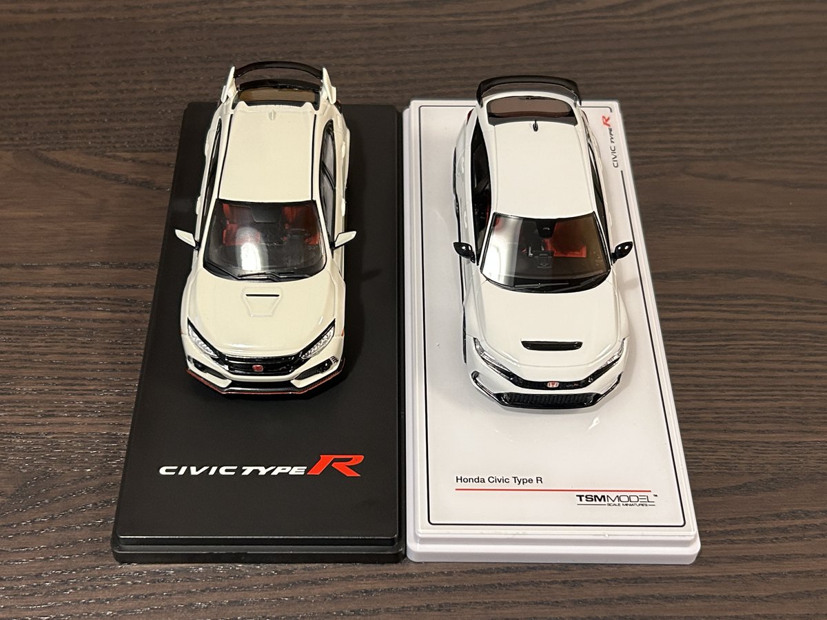Graphite_One's tweet photo. 最後にTSM製品同士の比較ですが、TSM製のFK8はMARK43製より若干黄色味が強いこともあって、余計差が激しく見えますね。もはや同じ色には見えません😓 MARK43からFL5が発売されればもう少し再現度が高かったろうし、しばらく様子を見れば良かったかな🤔
#FK8 #FL8 #civictyper #シビックタイプR #TSM https://t.co/yZRRWoCggb