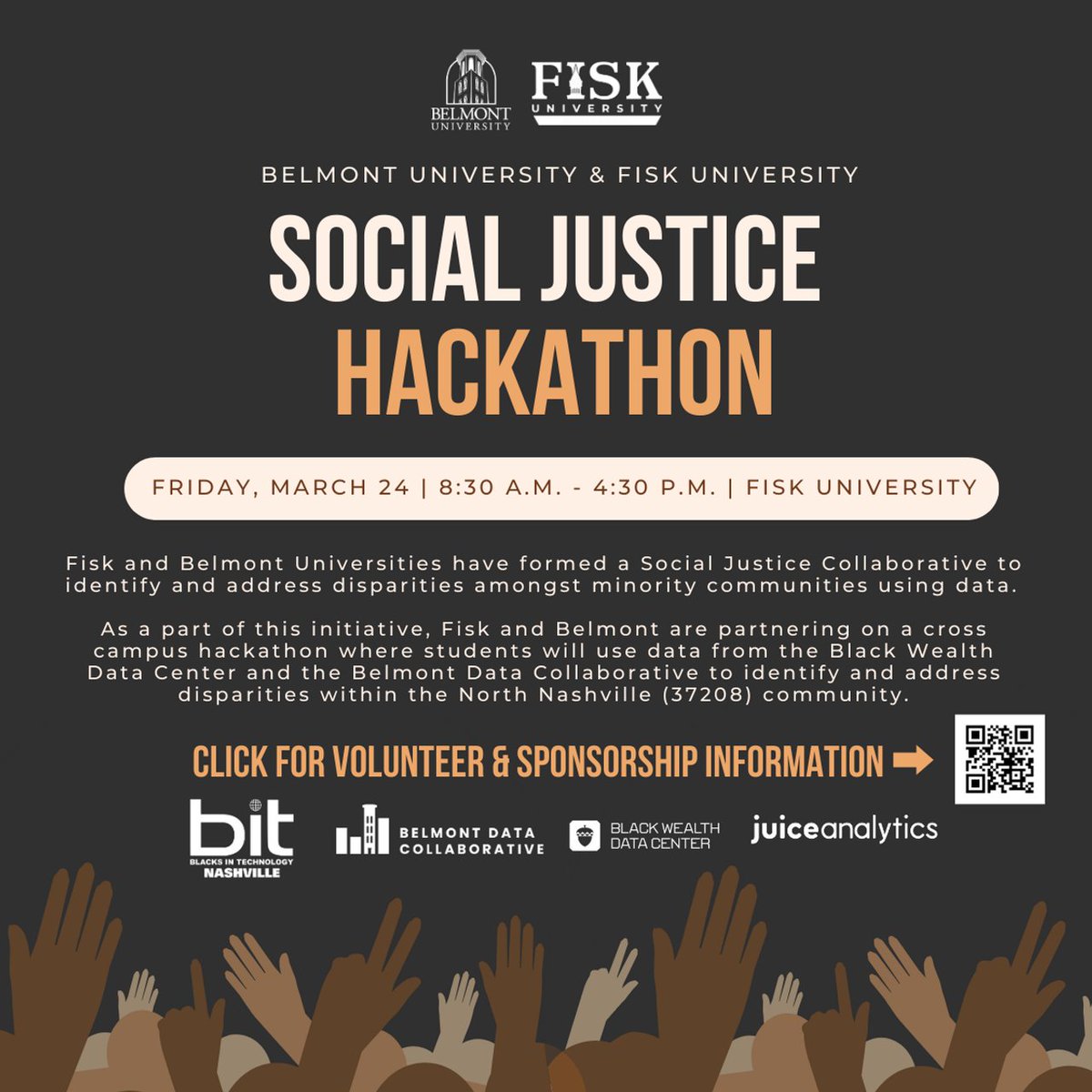 A big THANK YOU to Social Justice Hackathon sponsor Ed Magee! We are still looking for prize, lunch, and T-Shirt sponsors for this one-of-a-kind cross-campus hackathon, so if that's you, please email Holly Rachel  at pres@bitnash.org!
