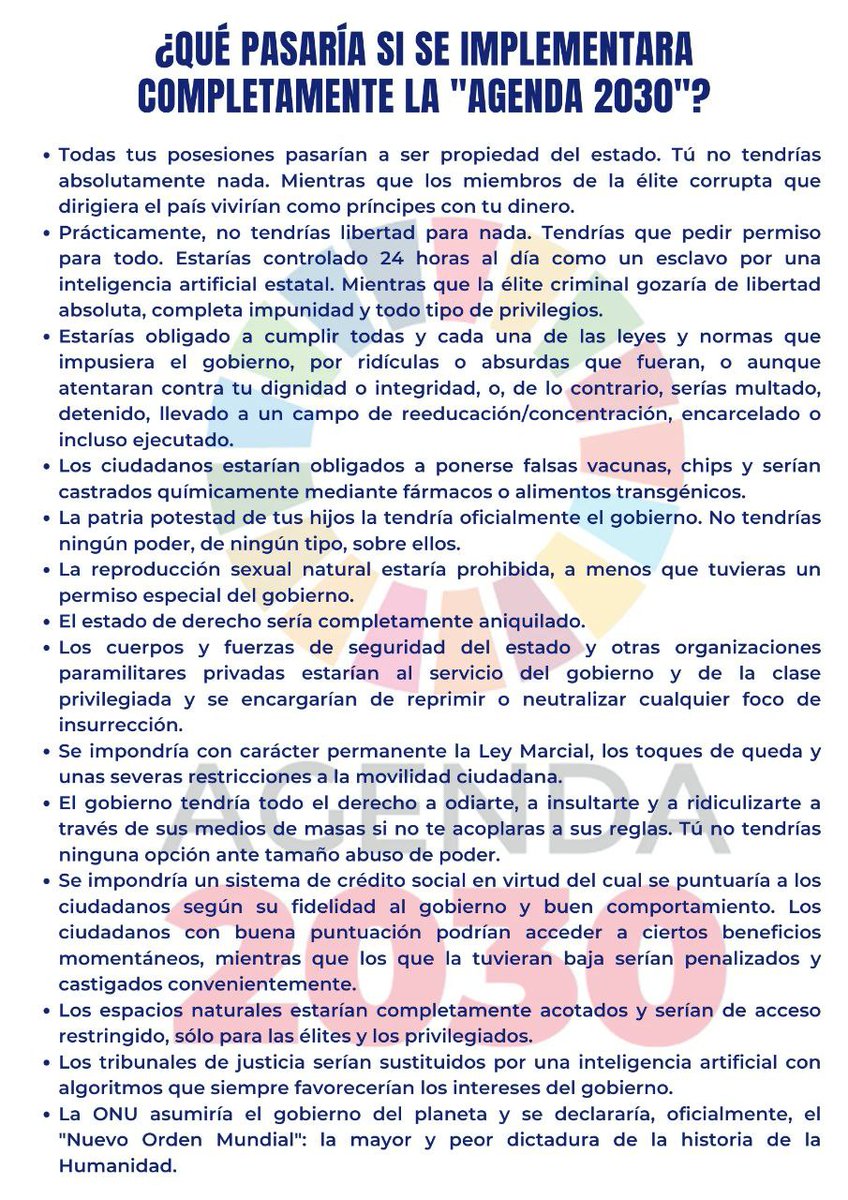 Deberíais imprimir este panfleto sobre la #Agenda2030 y repartirlo en vuestros pueblos y ciudades, no importa el país. Nuestra Libertad depende de que esta información se conozca.