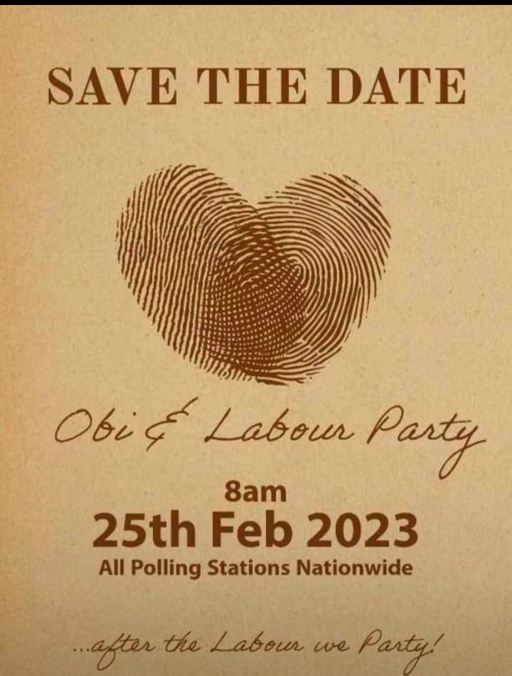 EstarMykel's tweet photo. Dear Great People of Nigeria!. Save the date.
The goal is to redeem Nigeria from the hand of the oppressors.

Vote LP.

Labour Party|
David Hundeyin|#TheLastOfUs|City Boy|Reno|New Nigeria|
Election Day|Council of State|#findapartner|Tinubu and APC|Anambra|Psquare|Kebbi|LASTMA| https://t.co/RS6Wx3kSEF