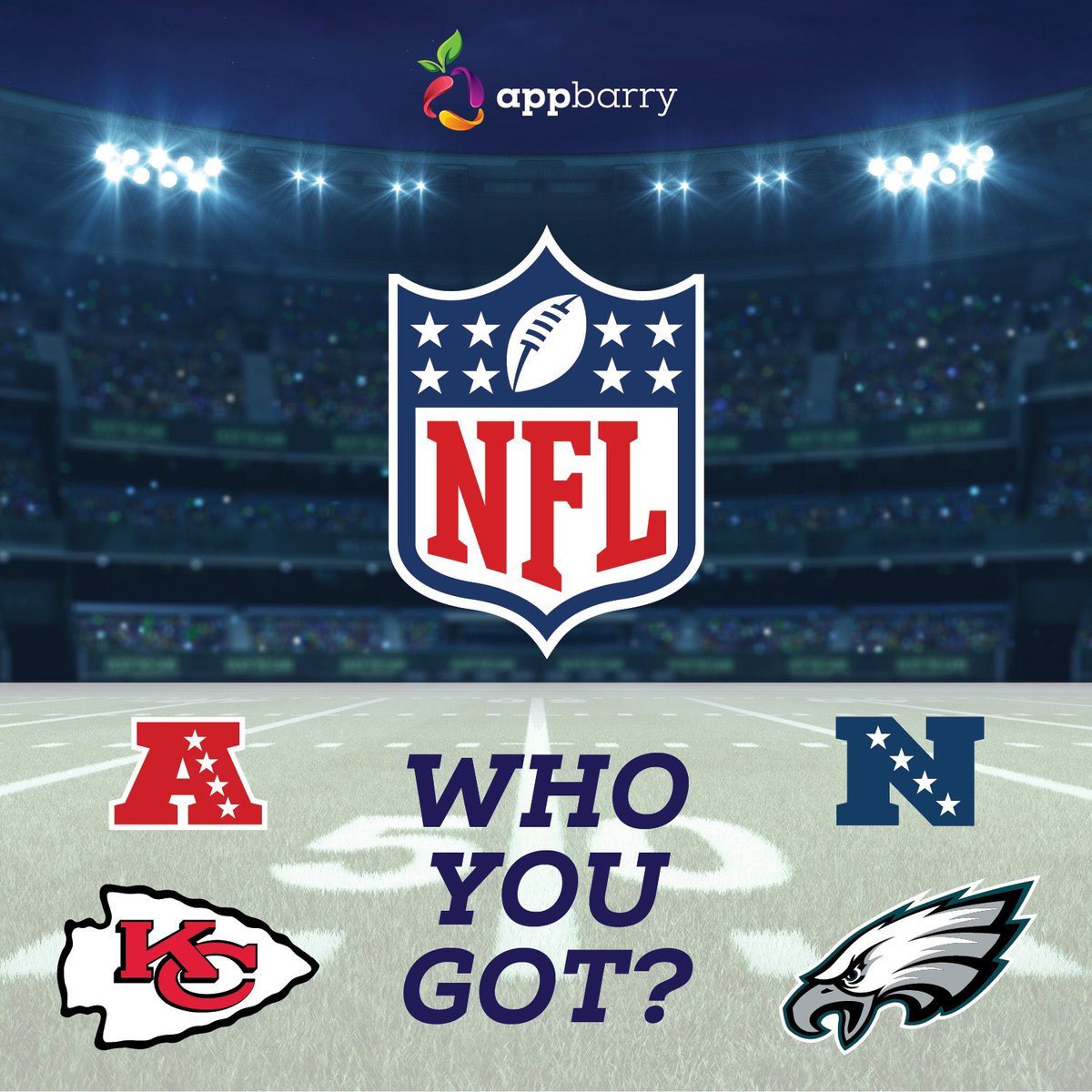 AppBarry's tweet photo. The 🏈BIG GAME🏈 is tomorrow! Let us know who you got!
•••
#appbarry #makeitappen #atlanta #supportlocal #applocal #February #football #SuperBowlLVII #SuperBowl https://t.co/QrdKTEZYMu