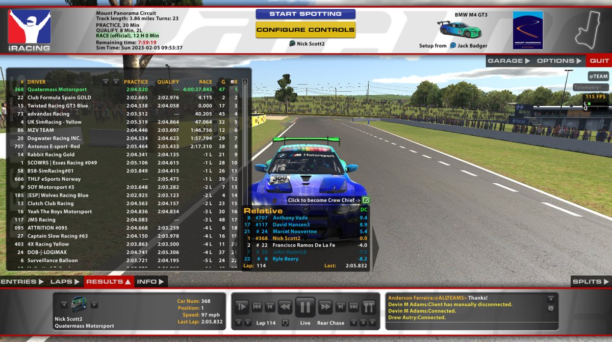 STOP THE COUNT!!!!

After 4 hours we find ourselves leading the iRacing.com Bathurst 12 hours!! Sandro now in the car. #iracing #bathurst12hr #bmw #gt3