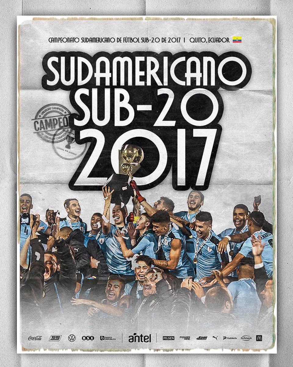 Uruguay's tweet photo. 🇺🇾 𝐂𝐚𝐦𝐩𝐞𝐨𝐧𝐞𝐬 𝐉𝐮𝐯𝐞𝐧𝐢𝐥𝐞𝐬

Se cumplen seis años del título continental obtenido en Ecuador.

Luego de más de tres décadas sin conseguirlo, Uruguay reconquistó el cetro de campeón, por octava vez en su historial.

📲 https://t.co/I7hNFYsry5

#GloriosaCeleste https://t.co/q3gcaZ3mRr