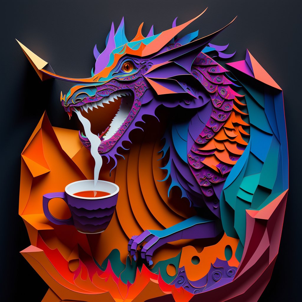 Paper art Coffee Dragon