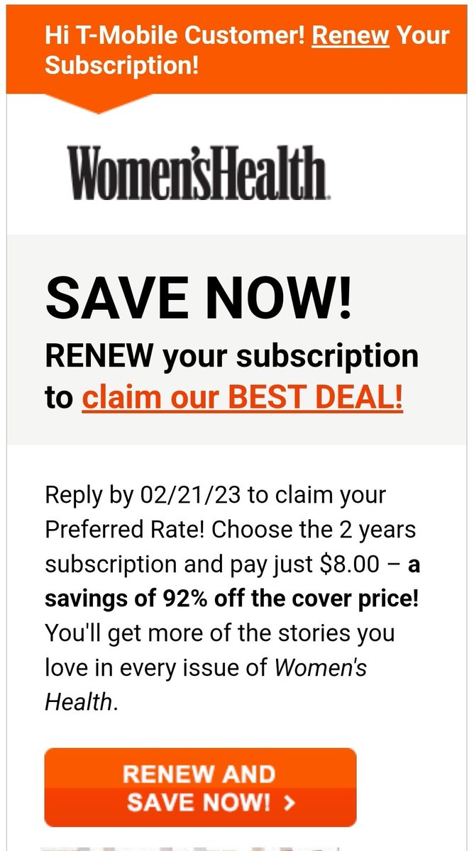 cindikarely's tweet photo. @WomensHealthMag you all don't even send me my current subscription, and you want me to renew 🤨 https://t.co/BFq1tu1stu