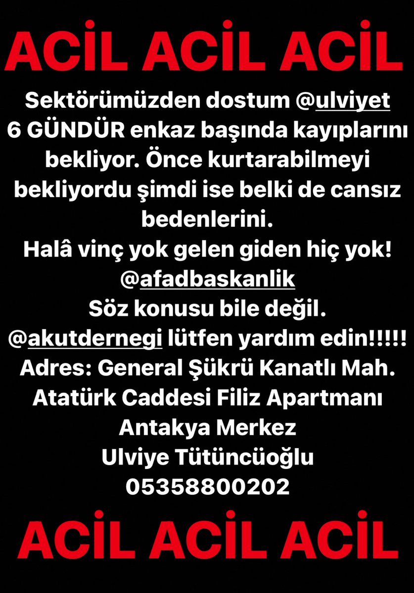 LÜTFEN ARTIK BİRİ YARDIM ETSİN‼️‼️‼️‼️‼️‼️‼️
@AKUT_Dernegi
