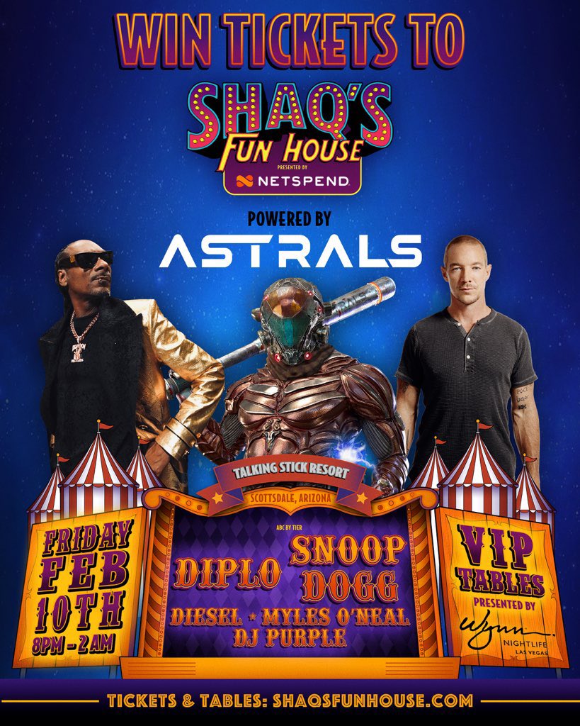 #SHAQSFUNHOUSE @Astrals_NFT @SnoopDogg @SHAQ #superbowlweekend