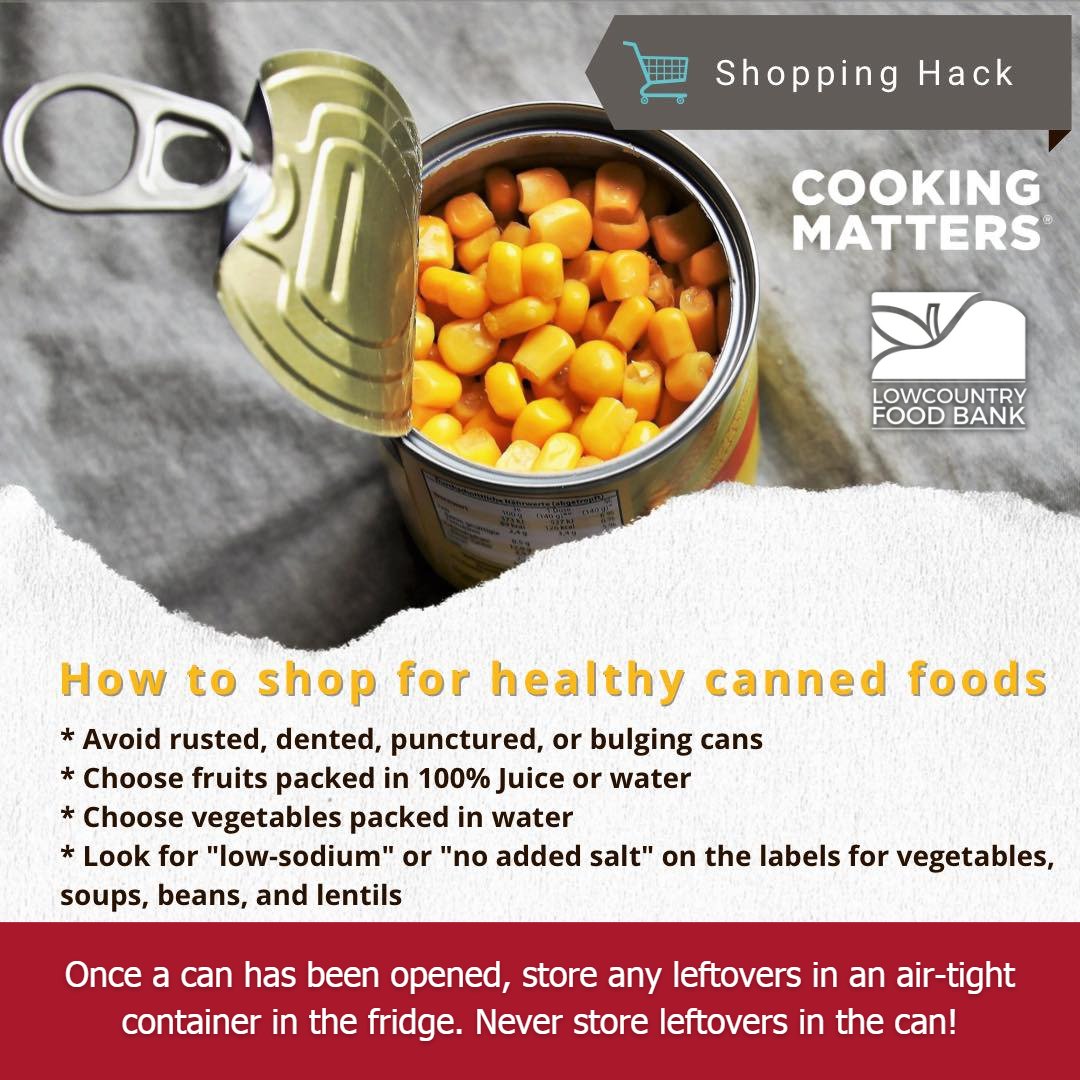 February is National Canned Food month! We love canned foods because they stock our pantries, help us create quick meals, and can be a great source of nutrition. Here are some tips from @CookingMatters on how to choose the healthiest canned foods for your family. #ChewsMindfully