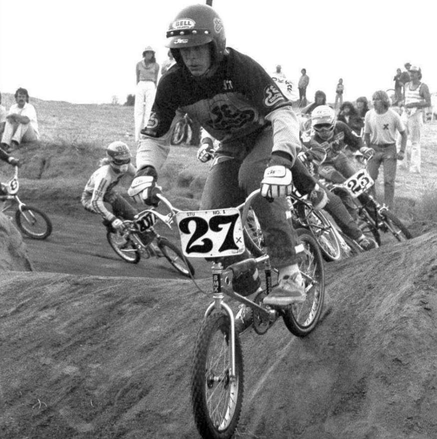 sebikes's tweet photo. This photo of @stompnstu  is so old, it was taken before we made him his signature #str1 #quadangle! And take a look at the brake lever!😳 We’ve been here for years.💪🏽 #vintagebmx #seracing #bmxlegend #70sbmx #oldschoolbmx https://t.co/RCUBUT72TT