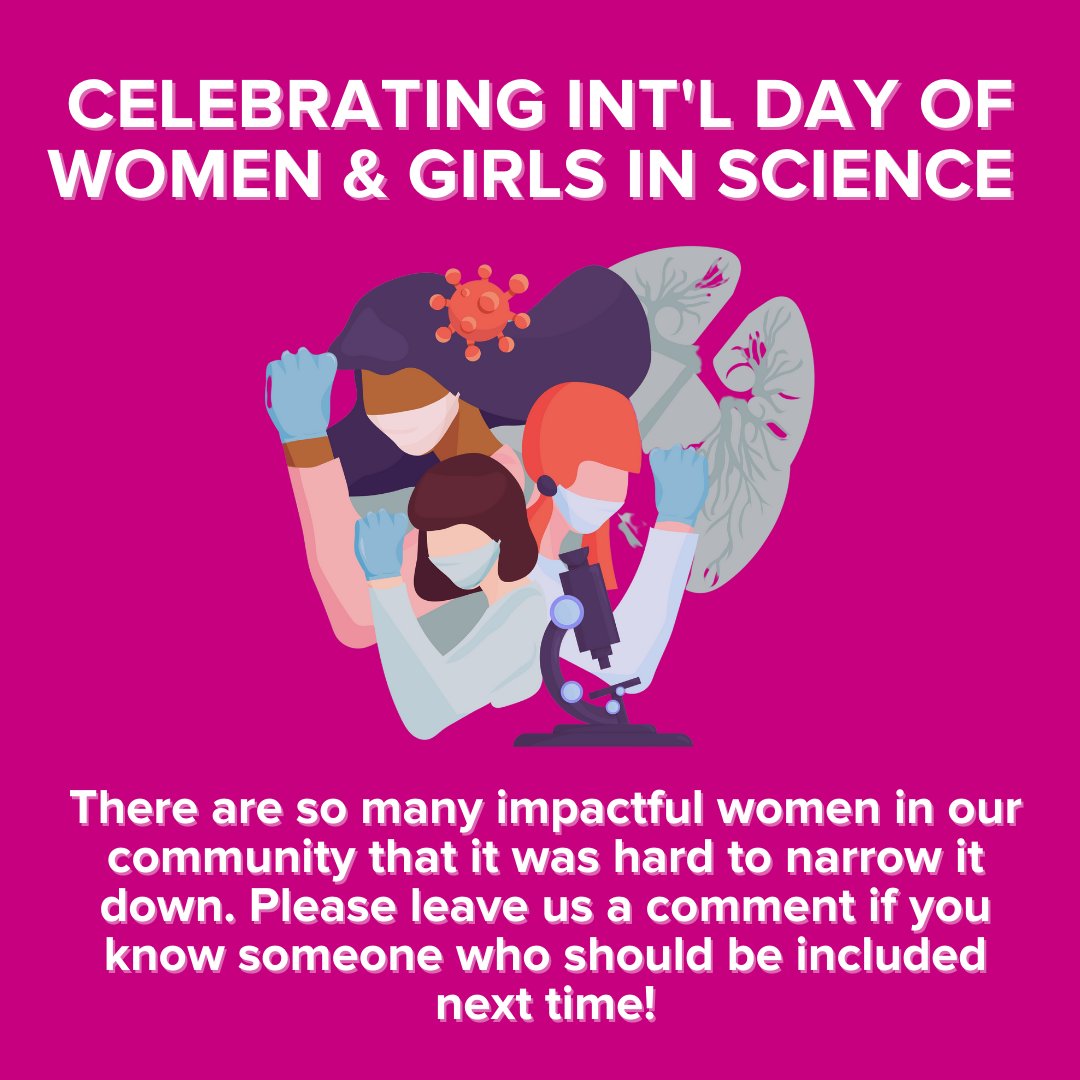 There are so many impactful women in our community that it was hard to narrow it down to this list! Please leave us a comment if you know someone who should be included next time. 

#WomenInScience | #womeninSTEM 

(8/8)