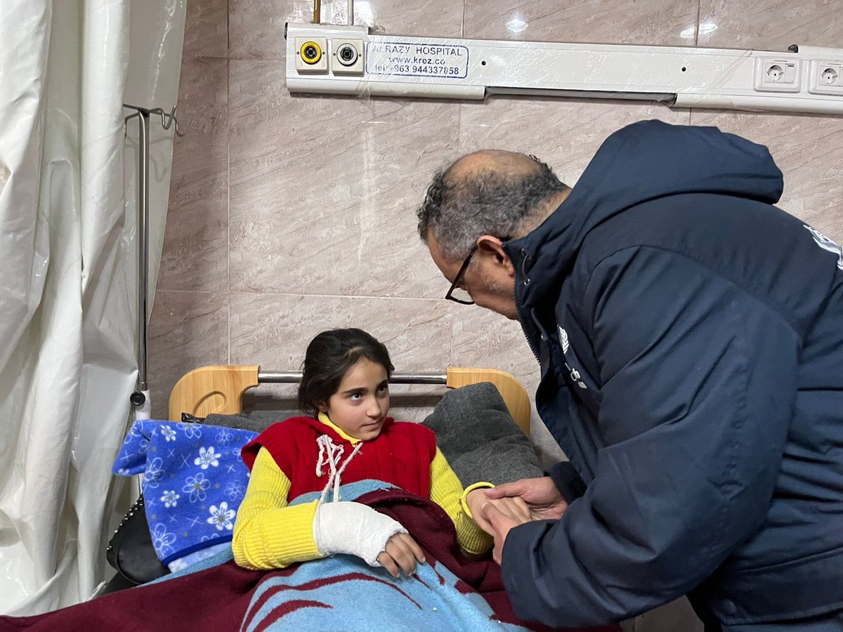 DrTedros's tweet photo. I just met Nour and Omar who lost their parents in the earthquake in #Aleppo. There are no words to express the pain they are going through. Grateful to colleagues and partners who are providing them with needed care, comfort and love. #Syria https://t.co/xEm0JayXDO