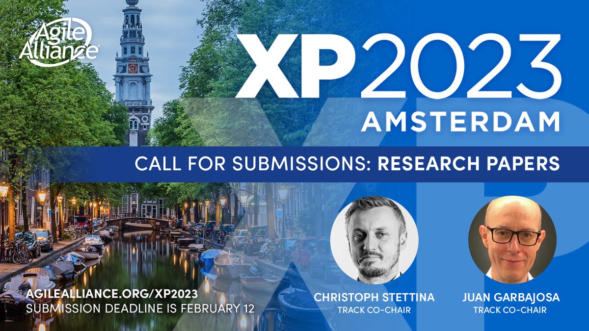 #XP2023 Deadline extension research track -> Friday, Feb 17 - a little bit more time to help you push the quality of your submissions🥳 with <a href="/stettina/">Christoph J Stettina</a> <a href="/juangarbajosa/">Juan Garbajosa</a> <a href="/AgileAlliance/">Agile Alliance</a> 👉agilealliance.org/xp2023/call-fo…