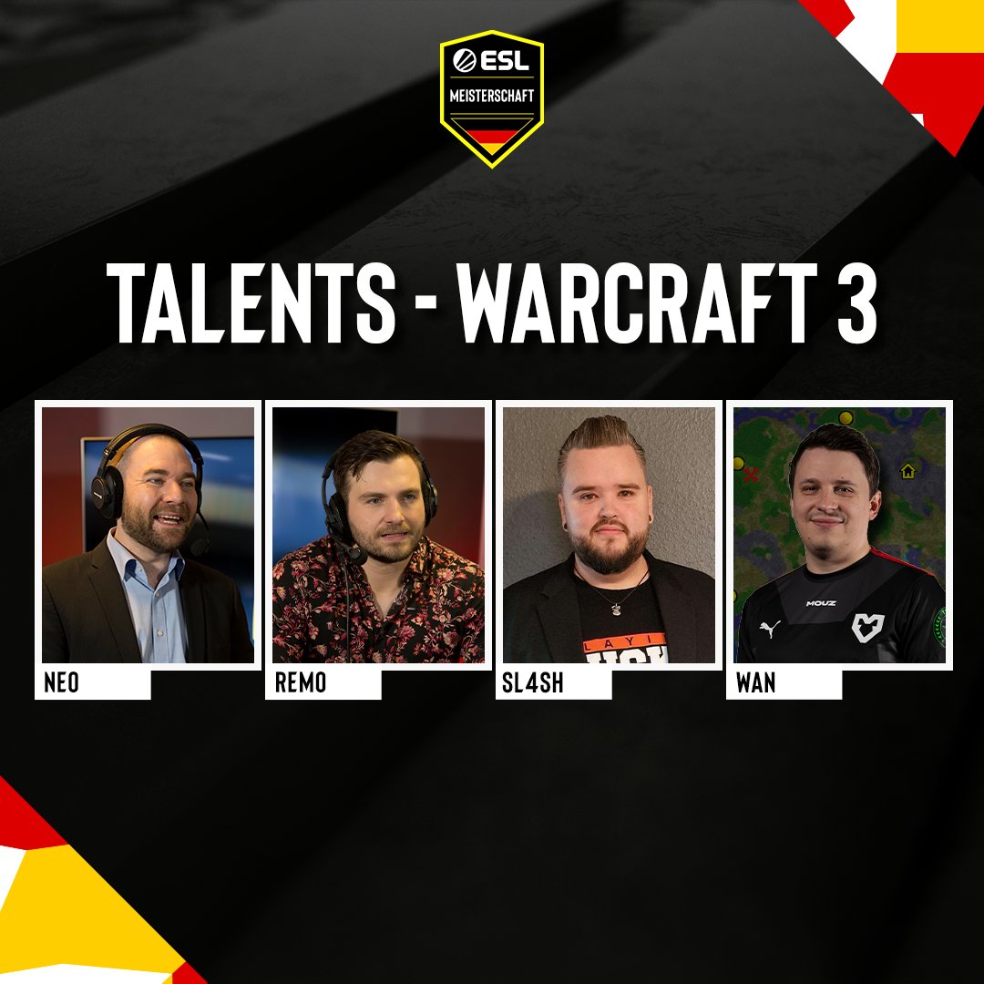 ESL Germany (@eslgermany) on Twitter photo Nächste Woche startet die #ESLMeisterschaft Saison in #Warcraft3! 🔥
Auch diesmal überträgt <a href="/Back2Warcraft/">Back2Warcraft</a> für euch alle Matches live auf Twitch. 🙌
Wir freuen uns auf tolle Casts von <a href="/JannesOfficial/">Jannes Tjarks</a>, <a href="/remodemo/">remodemo</a>, <a href="/DonSl4sH/">Marcel Sl4sH Reiske</a> und <a href="/WaNV77/">WaN</a>! 💪 Nächste Woche startet die #ESLMeisterschaft Saison in #Warcraft3! 🔥
Auch diesmal überträgt <a href="/Back2Warcraft/">Back2Warcraft</a> für euch alle Matches live auf Twitch. 🙌
Wir freuen uns auf tolle Casts von <a href="/JannesOfficial/">Jannes Tjarks</a>, <a href="/remodemo/">remodemo</a>, <a href="/DonSl4sH/">Marcel Sl4sH Reiske</a> und <a href="/WaNV77/">WaN</a>! 💪