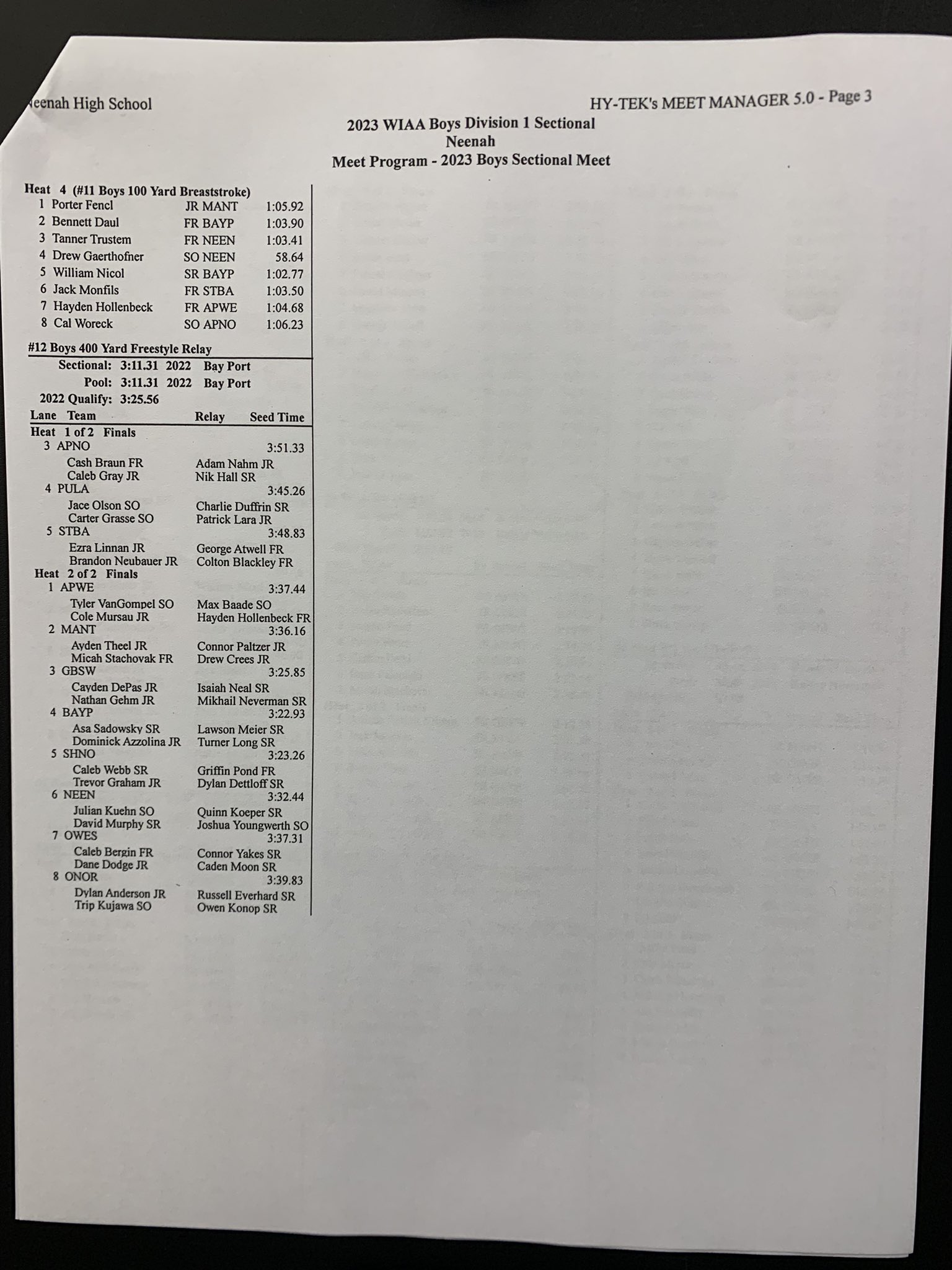 Bay Port Boys Swim on Twitter "Warm ups are underway at the WIAA Boys Swim sectional meet