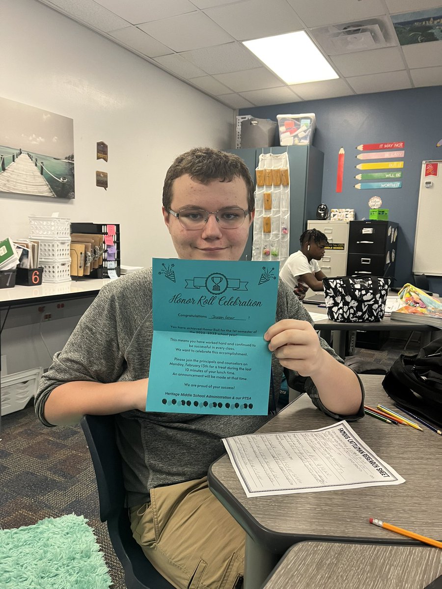 We are setting goals for our grades in Bronco Time this year. This guy aimed high and made A/B Honor roll for the first semester. <a href="/HeritageBroncos/">Heritage Broncos</a> <a href="/GCISD/">Grapevine-Colleyville ISD</a> #proudtobeabronco