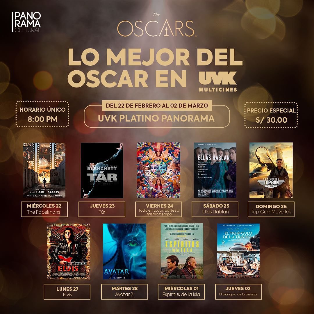 PanoramaCultur's tweet photo. #CINE Del 22 de febrero al 2 de marzo, #UVKMulticines presenta el ciclo #LoMejorDelOscar. Se verán filmes como #LosFabelman, #Tár, #TodoEnTodasPartesAlMismoTiempo, #ElEspírituDeLaIsla o #ElTriánguloDeLaTristeza. Entradas ya a la venta aquí: https://t.co/sxZYs9YWkV https://t.co/VRtBTAdn7B