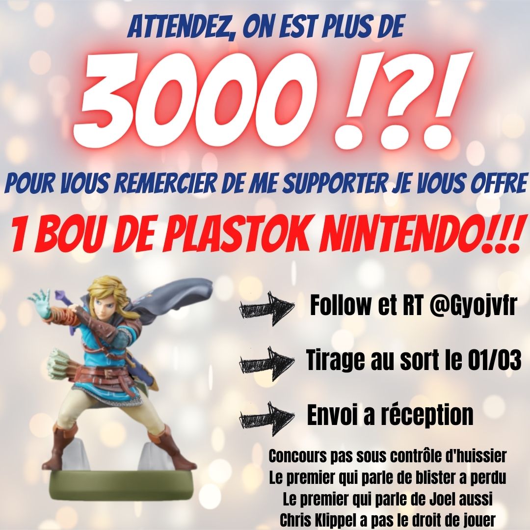 GyoJvfr's tweet photo. Plus de 3000 follower.
Alors, a l'échelle de Twitter, c'est peu.
Mais pour moi, qui ne suis personne et n'ai rien réalisé, c'est beaucoup.
Dans la bonne humeur, je fais un (petit) concours pour fêter cela
👉Follow et RT @GyoJvfr (moi)
👉Vois si ça le fait
Merci a tous, vraiment https://t.co/53t3Enome2