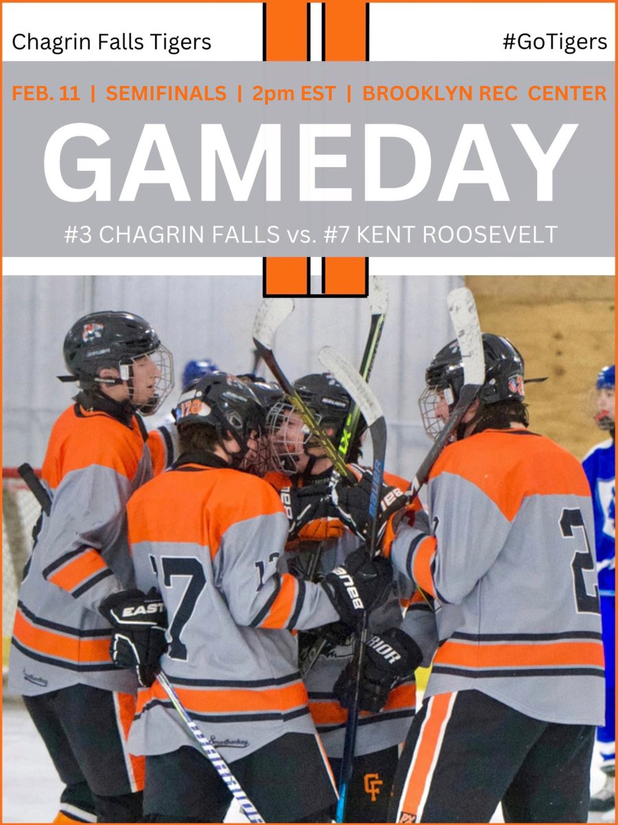 GAME DAY! BARON CUP III! Semifinals! Come cheer on the Tigers at 2pm at the John M. Coyne Recreation Center. Let’s go Tigers! #NHhockey <a href="/ChagrinAD/">Chagrin Athletics</a> <a href="/gchshl/">GCHSHL</a> <a href="/SOTPodcast/">Sports On Tap</a> 

Purchase tickets online:
gchshl.org/baron-cup-tick…