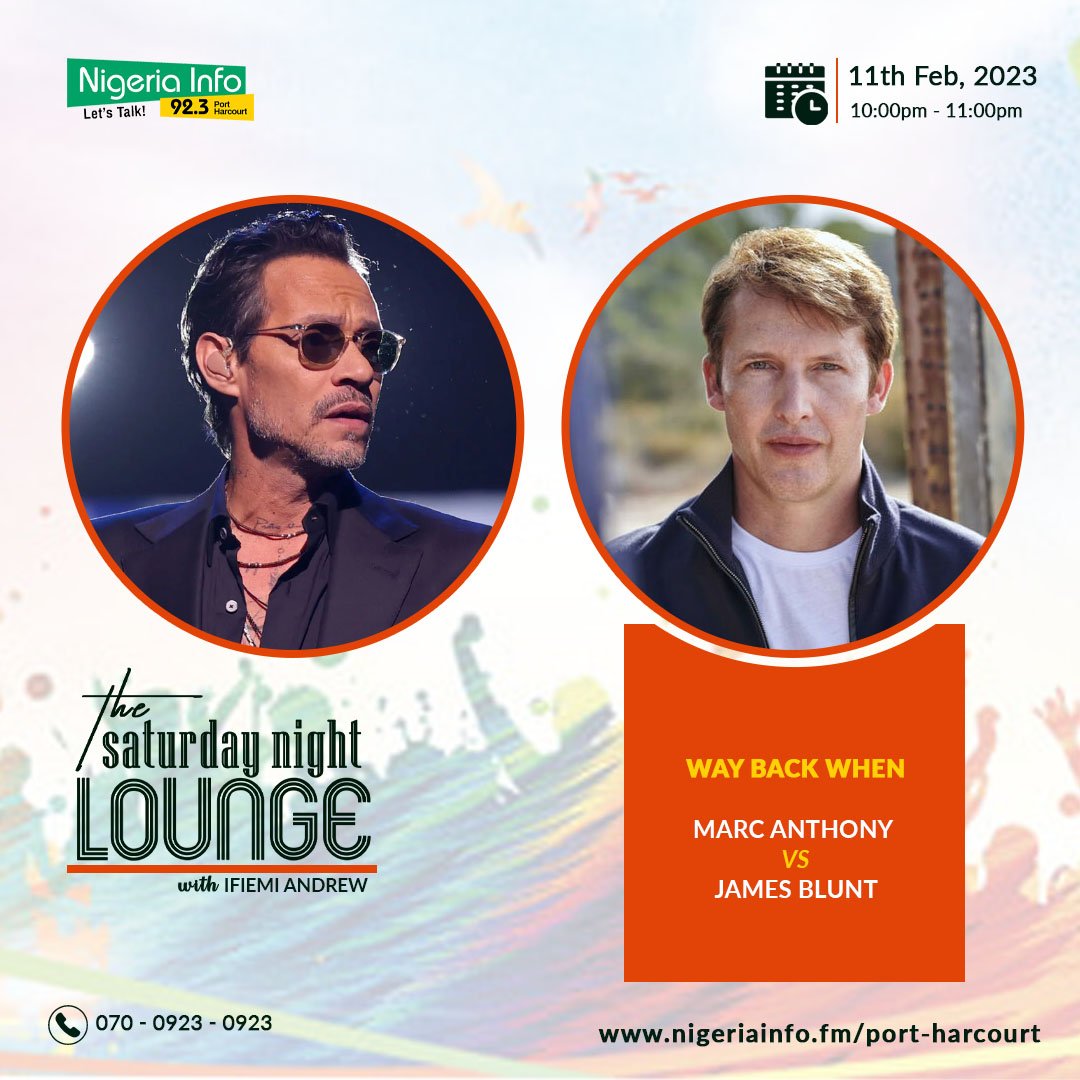 NigeriaInfoPH's tweet photo. Way Back When:  #MarcAnthony Vs #JamesBlunt

Who is your Favourite?

Join @IfiemiAndrew on the #SaturdayNightLounge and share your take.

Listen: https://t.co/undYVSrIXt

070 - 0923 - 0923
0809 030 6416
.
#LetsTalk | #NigeriaInfoFM https://t.co/ZdYShSCeRV