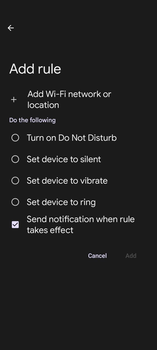 hitesarpi's tweet photo. I love the rules feature available on Google pixel for the list of actions in the picture below.
But, for the added security I would prefer to turn Bluetooth on/off based on location (wifi/gps) 
Can Google come up with a patch to add this ? 
#google #pixel7 https://t.co/D5IrhCZfQv