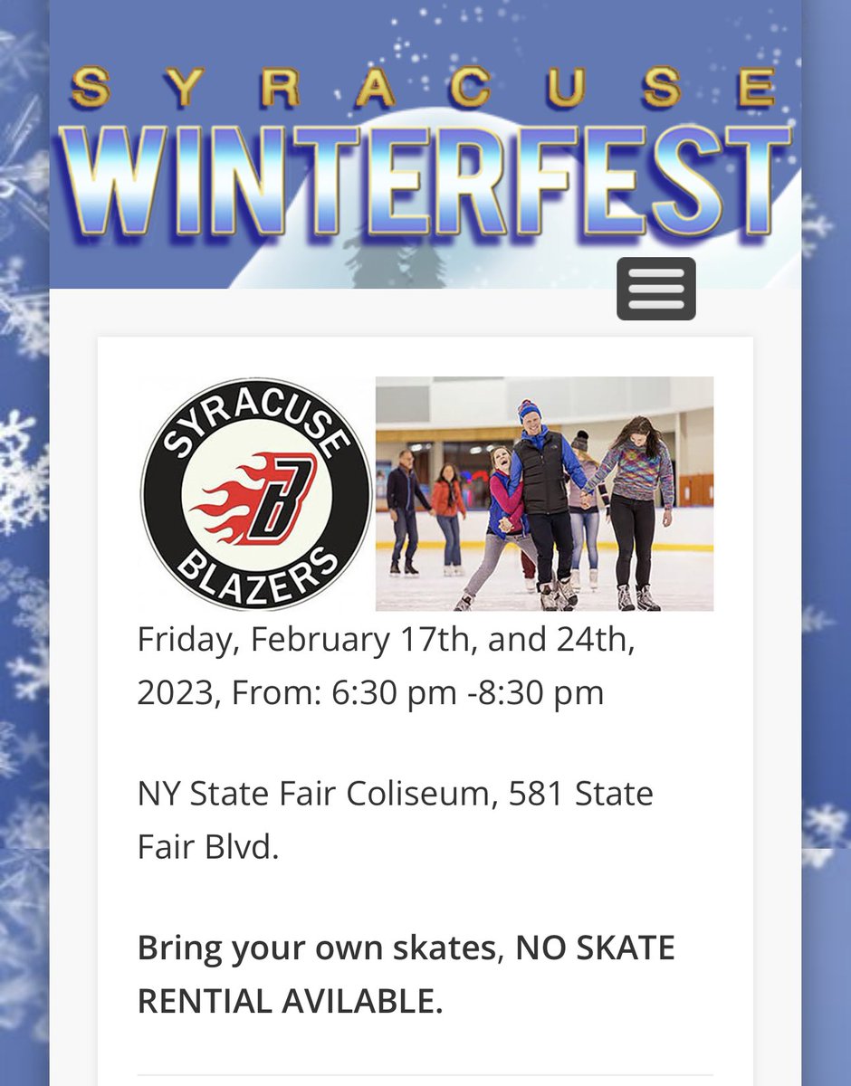 Syracuse Winterfest Skating at the Coliseum Friday February 17th &amp; 24th