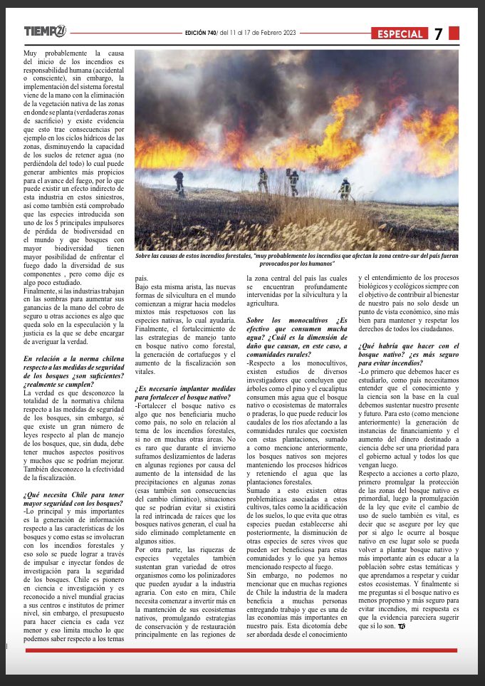 JoaquinDelgadoR's tweet photo. Aquí le dejo la entrevista que si para @tiempo_21  en relación a los #IncendiosForestales de la zona centro-sur de Chile. https://t.co/bR5dmkGvd3