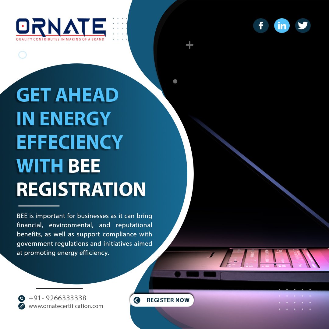 ornateservices's tweet image. Take the first step towards a more sustainable future! Get registered with the BEE today. Contact us now - +91-9266333338 #BEE #BEERegistration #Energy #effeciency #sustainable #consultant #ornate